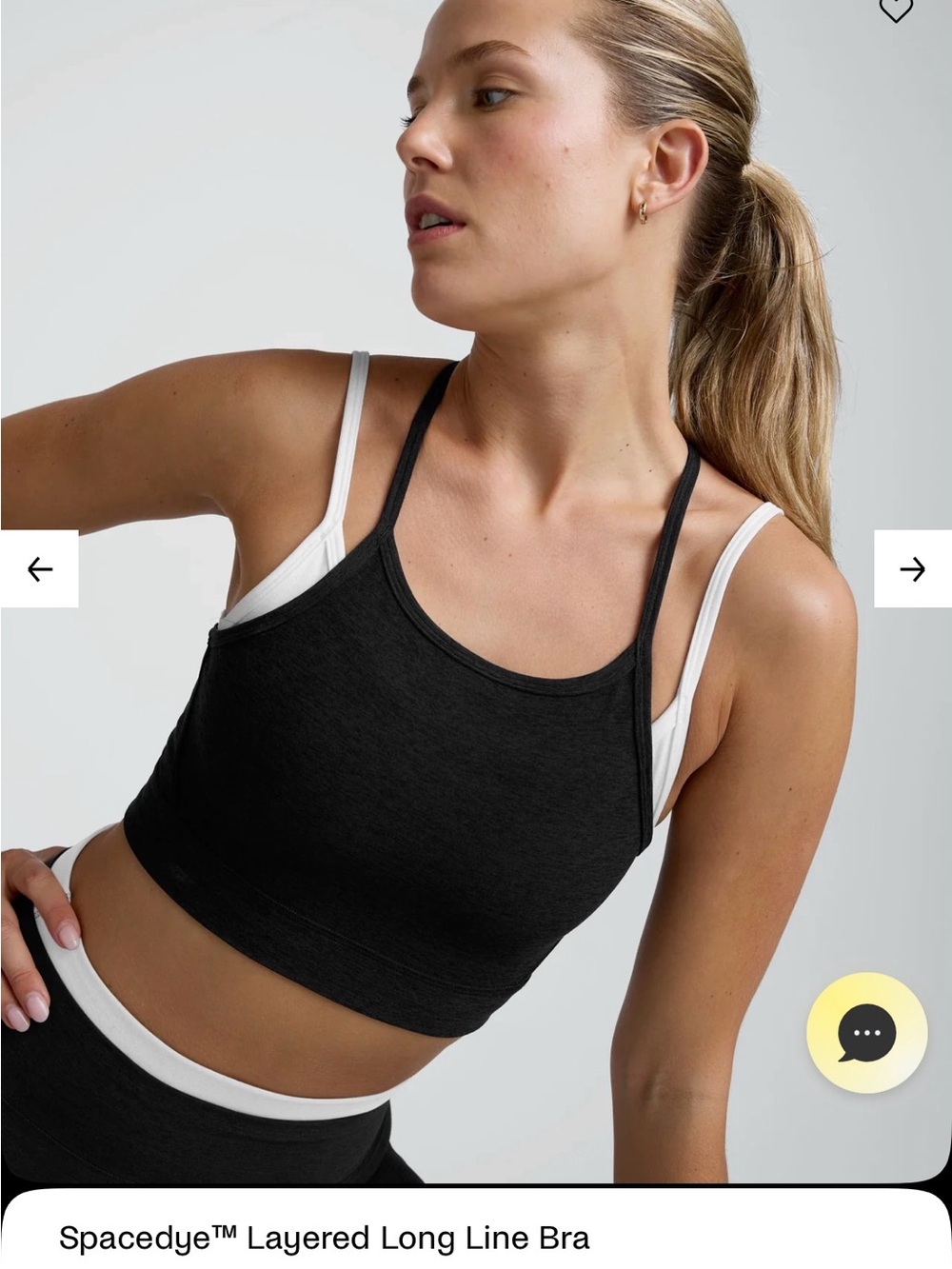 Beyond Yoga Layered Long Line Bra in Black and White